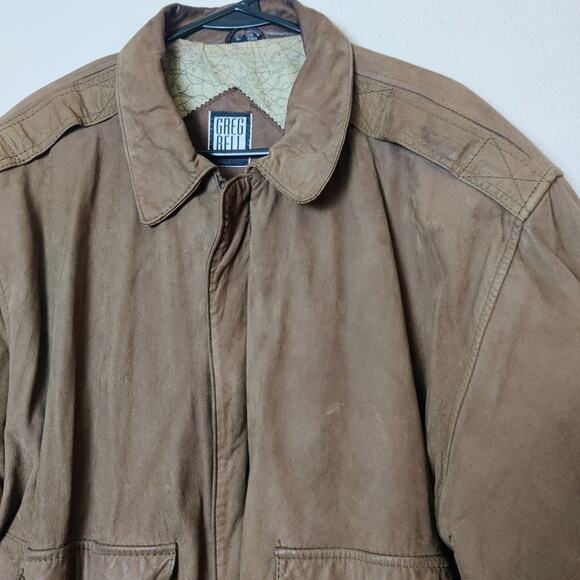 Vtg Greg Bell Brown Suede Leather Bomber Aviator Jacket Large Retro 90s Pilot - Picture 3 of 16